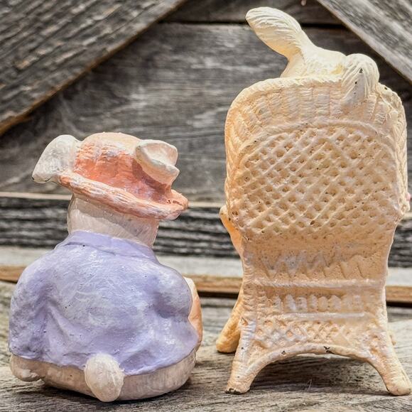 1980s Vintage Silvestri Sleeping Bunny Mom and Dad w/ Baby-Easter/Spring Decor - Picture 6 of 8